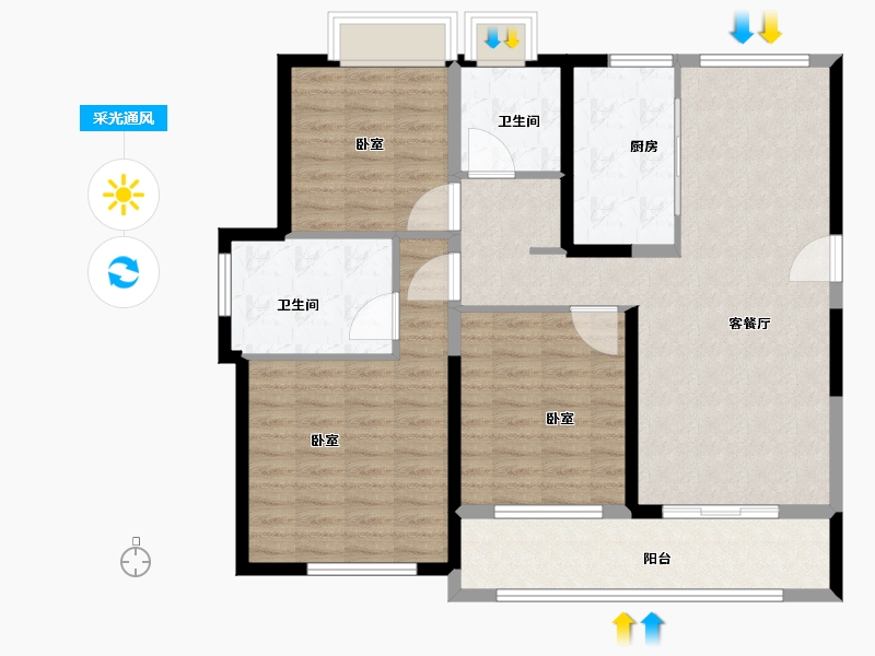 湖北省-武汉市-大华锦绣时代-108.00-户型库-采光通风