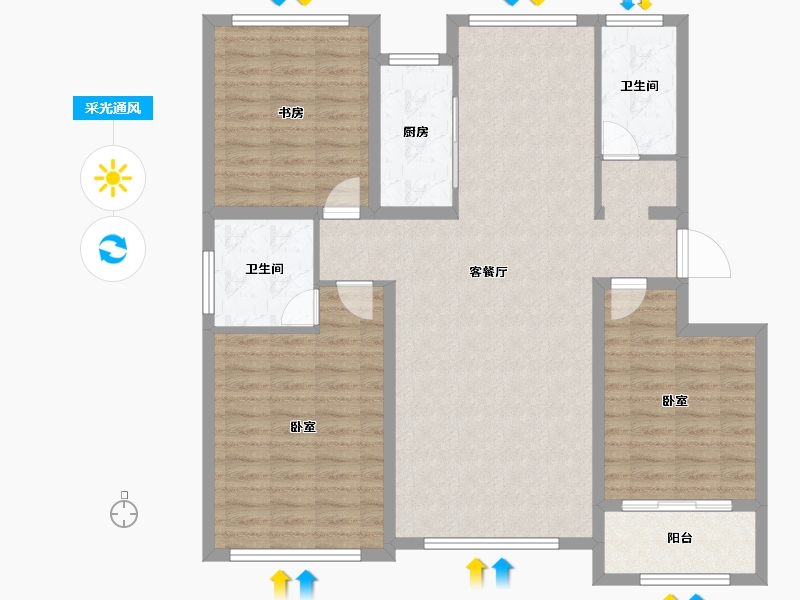 山东省-潍坊市-绿城水郡-113.01-户型库-采光通风