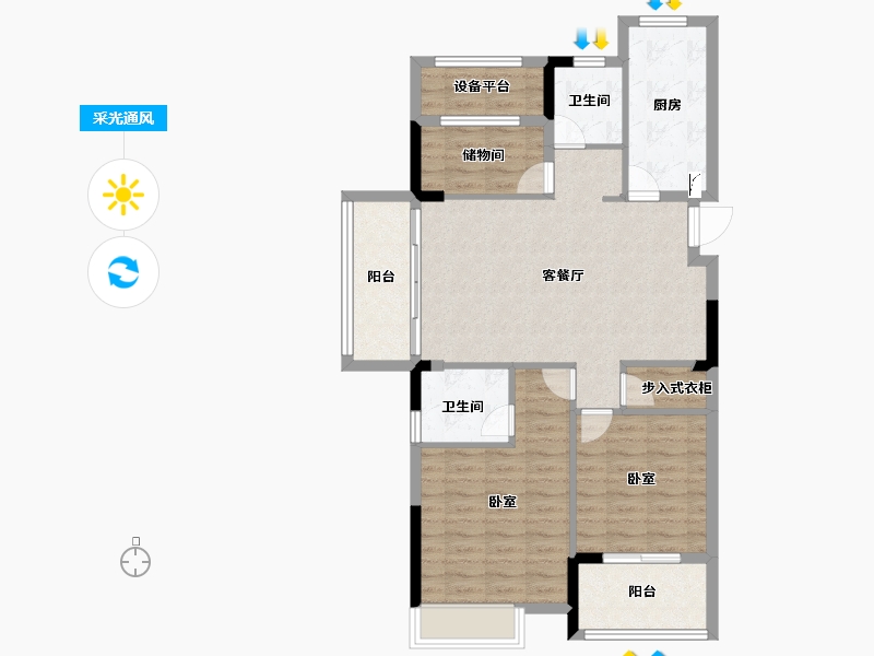 浙江省-宁波市-观山名邸-90.00-户型库-采光通风