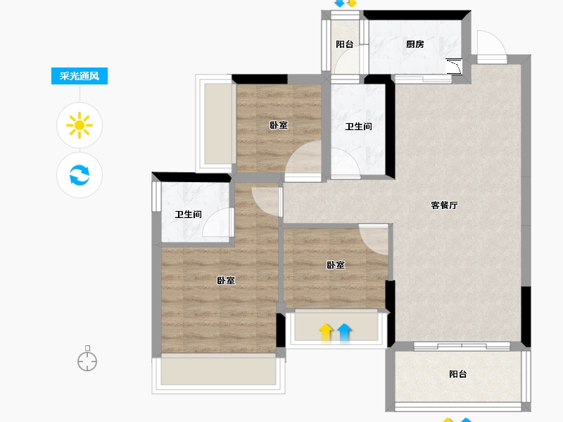 广东省-江门市-联合高峰汇-66.64-户型库-采光通风