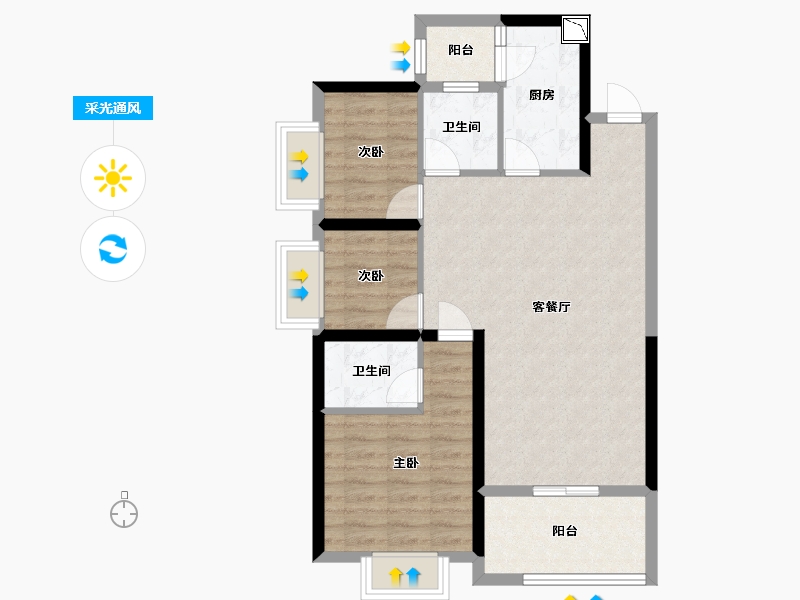 广东省-惠州市-长通熙园-76.27-户型库-采光通风