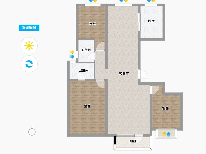 山东省-东营市-东亚清风小镇-120.96-户型库-采光通风