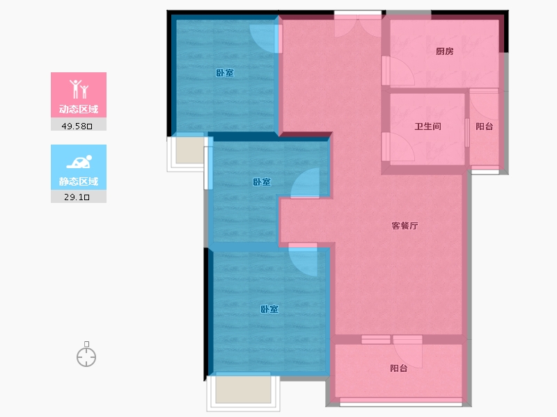 湖北省-孝感市-全洲天悦-69.04-户型库-动静分区