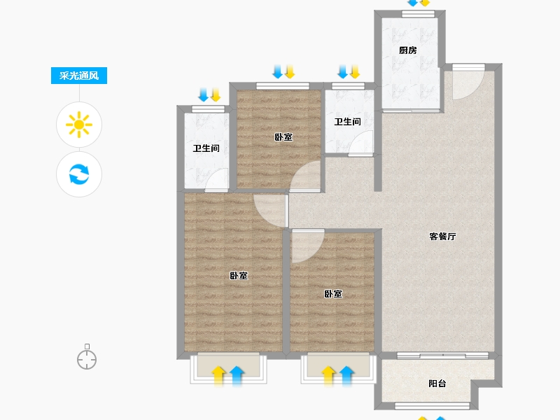 河南省-安阳市-嘉洲清水湾-104.00-户型库-采光通风