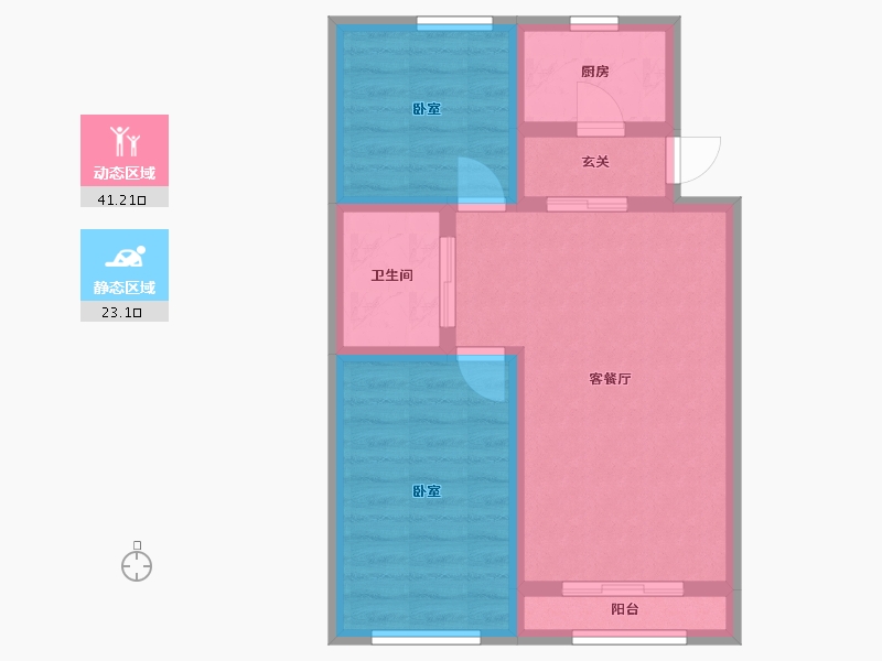 辽宁省-大连市-瀚林府-56.62-户型库-动静分区