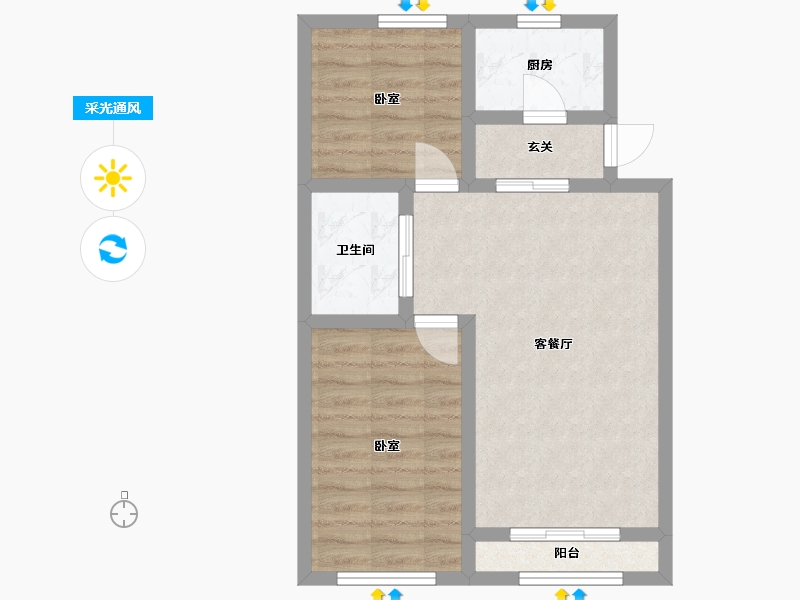 辽宁省-大连市-瀚林府-56.62-户型库-采光通风