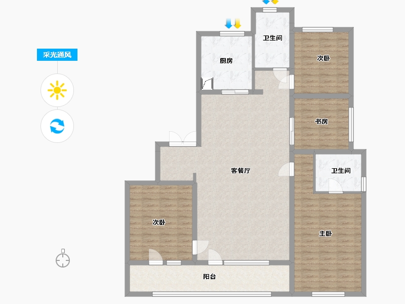 山东省-青岛市-万科公园大道-135.20-户型库-采光通风