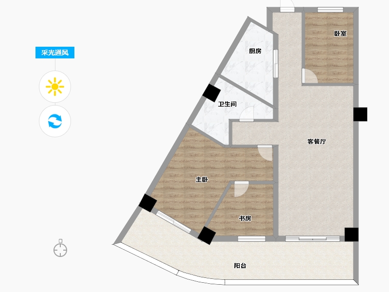 安徽省-黄山市-绿地太平湖-95.34-户型库-采光通风