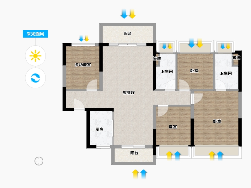 广东省-韶关市-始兴碧桂园-104.00-户型库-采光通风