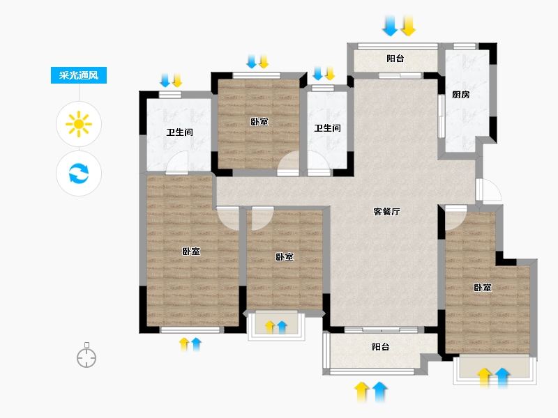 浙江省-宁波市-金地·风华大境-109.00-户型库-采光通风