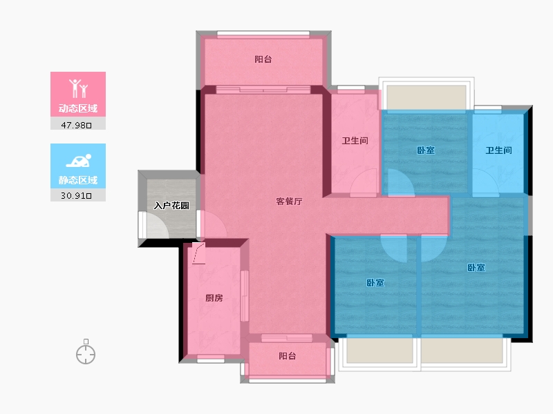 广东省-佛山市-华福熹云水岸-72.69-户型库-动静分区