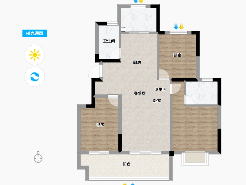 安徽省-宣城市-祥生云境-88.00-户型库-采光通风