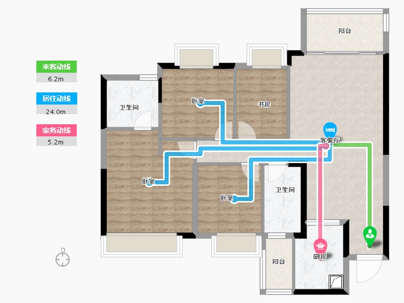 湖南省-怀化市-步步高・中环广场-102.08-户型库-动静线