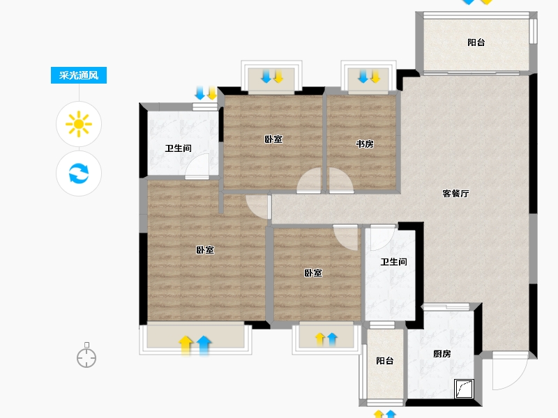 湖南省-怀化市-步步高・中环广场-102.08-户型库-采光通风