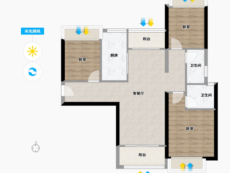 广东省-珠海市-钰海国际广场-77.64-户型库-采光通风