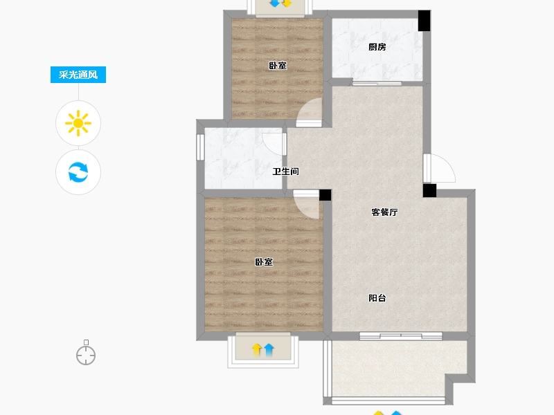 安徽省-黄山市-府前花园-70.00-户型库-采光通风