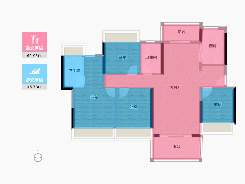 广东省-珠海市-世荣翠湖苑二期-95.81-户型库-动静分区