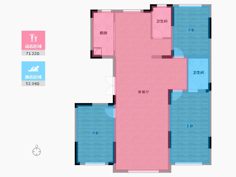 吉林省-长春市-中顺碧水园-111.67-户型库-动静分区