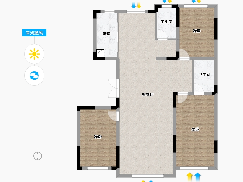 吉林省-长春市-中顺碧水园-111.67-户型库-采光通风