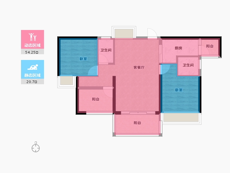 广东省-江门市-碧桂园城市之光-66.37-户型库-动静分区