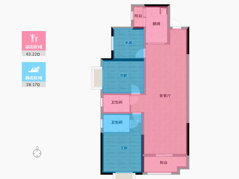 湖南省-长沙市-珠江东方明珠-89.61-户型库-动静分区