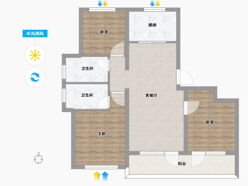 山东省-青岛市-融创影都壹號Ⅱ-82.28-户型库-采光通风