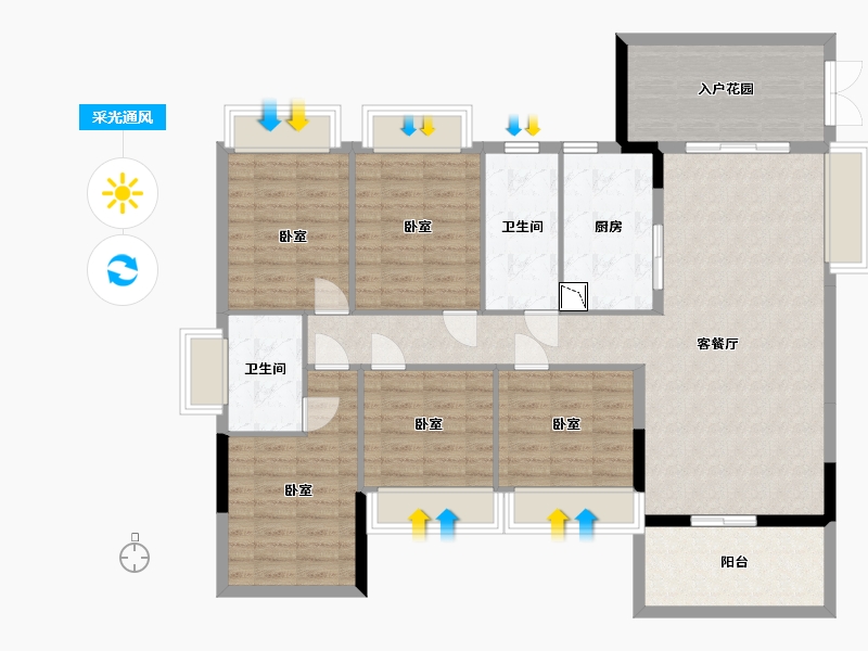 广东省-深圳市-深圳东星河丹堤-129.30-户型库-采光通风