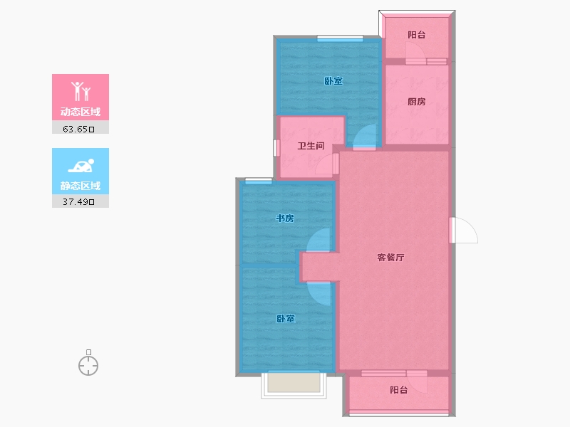 山东省-青岛市-泉源山庄-90.05-户型库-动静分区