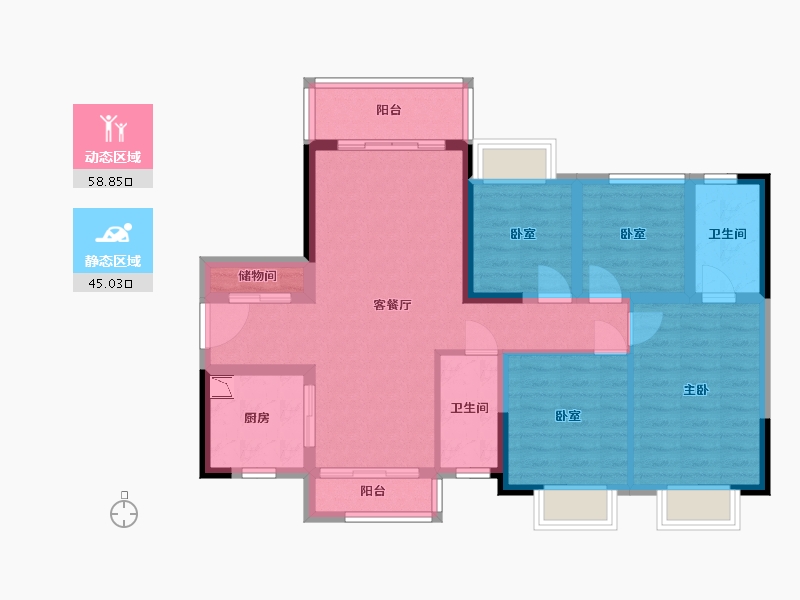 广东省-广州市-金地艺境天成-91.79-户型库-动静分区