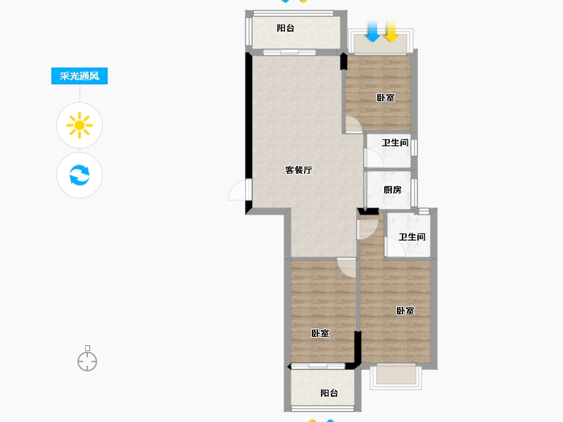 广东省-汕头市-国瑞四季园-82.30-户型库-采光通风