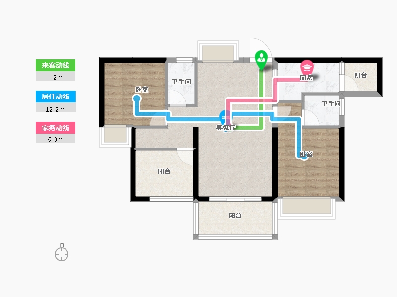 广东省-江门市-碧桂园城市之光-72.30-户型库-动静线