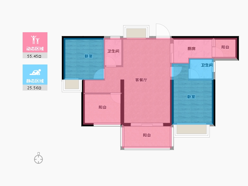 广东省-江门市-碧桂园城市之光-72.30-户型库-动静分区