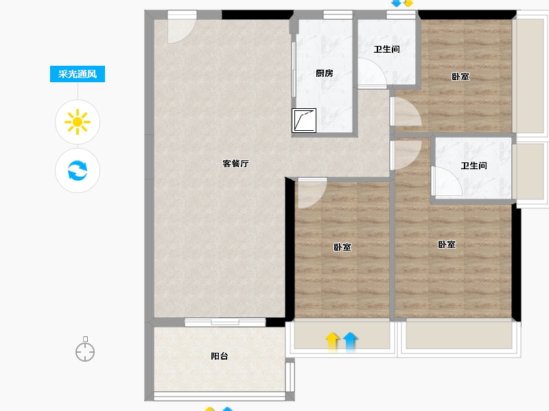 广东省-湛江市-名雅居学府里-80.72-户型库-采光通风