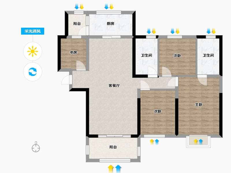 湖南省-长沙市-碧桂园天玺湾-103.76-户型库-采光通风