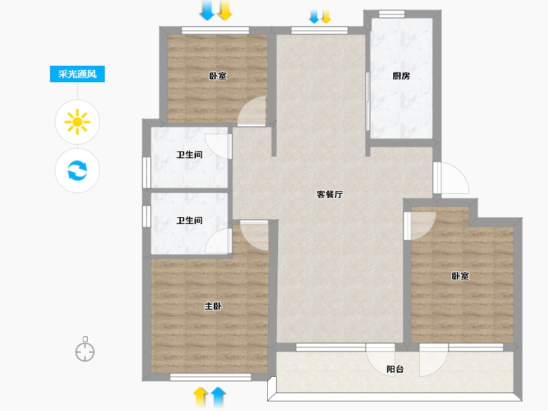 山东省-青岛市-融创影都壹號Ⅱ-102.01-户型库-采光通风