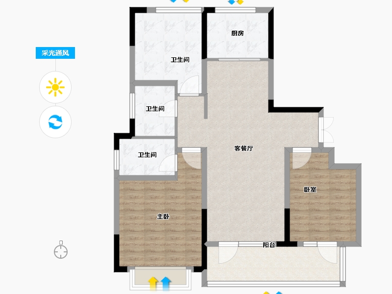 山东省-青岛市-安兴壹號府-100.46-户型库-采光通风