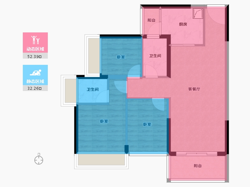 广东省-佛山市-华福熹云水岸-75.23-户型库-动静分区