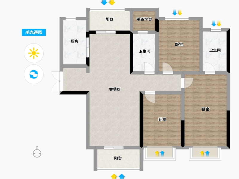 河南省-郑州市-海龙·昊坤苑-108.01-户型库-采光通风