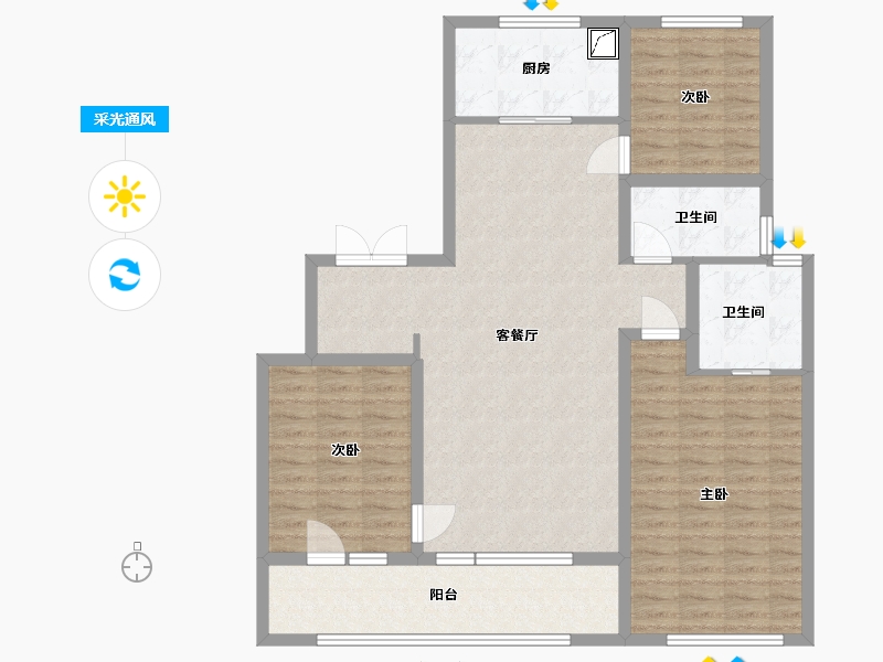 山东省-青岛市-万科公园大道-112.80-户型库-采光通风