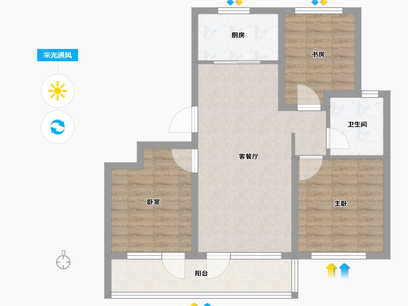 山东省-青岛市-融创影都壹號Ⅱ-78.21-户型库-采光通风