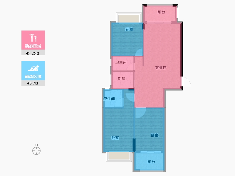 广东省-汕头市-国瑞四季园-83.47-户型库-动静分区