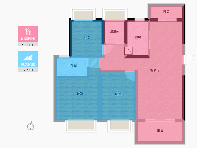 广东省-深圳市-碧桂园天誉-78.99-户型库-动静分区