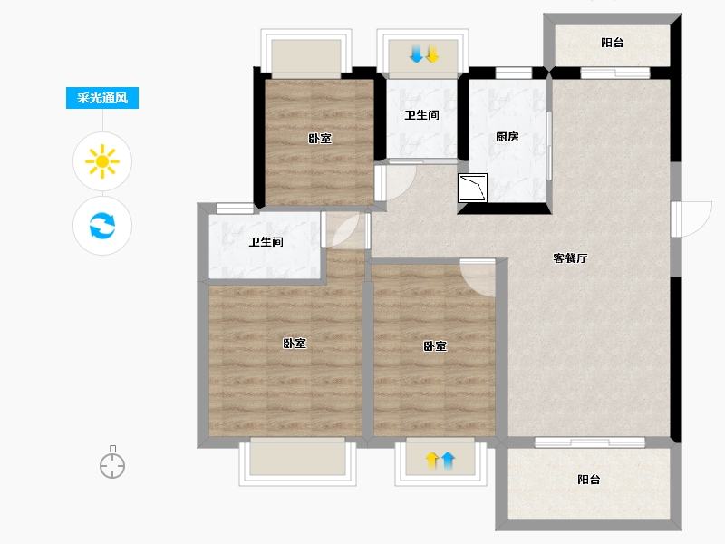 广东省-深圳市-碧桂园天誉-78.99-户型库-采光通风