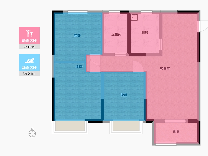 山东省-青岛市-世茂璀璨倾城-81.60-户型库-动静分区