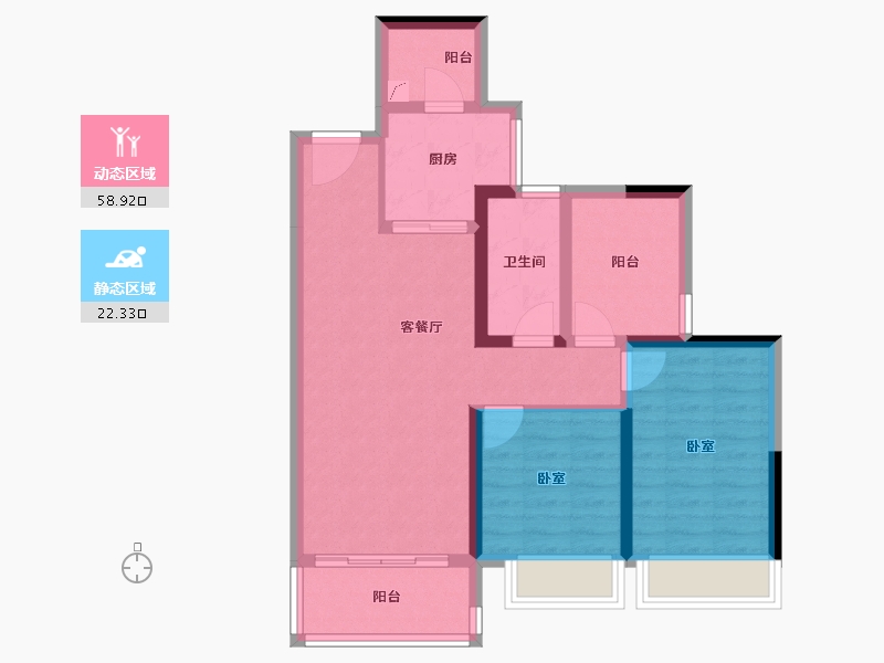 广东省-江门市-方圆旭辉天赋-71.58-户型库-动静分区