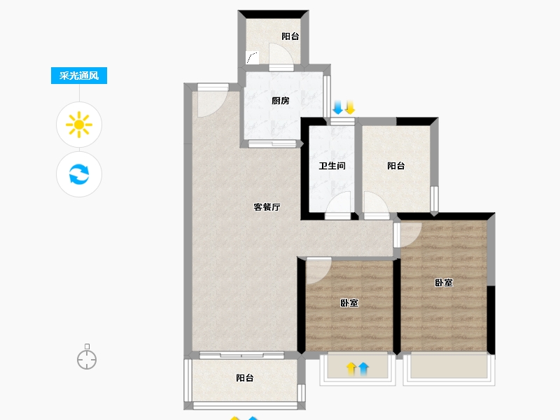 广东省-江门市-方圆旭辉天赋-71.58-户型库-采光通风