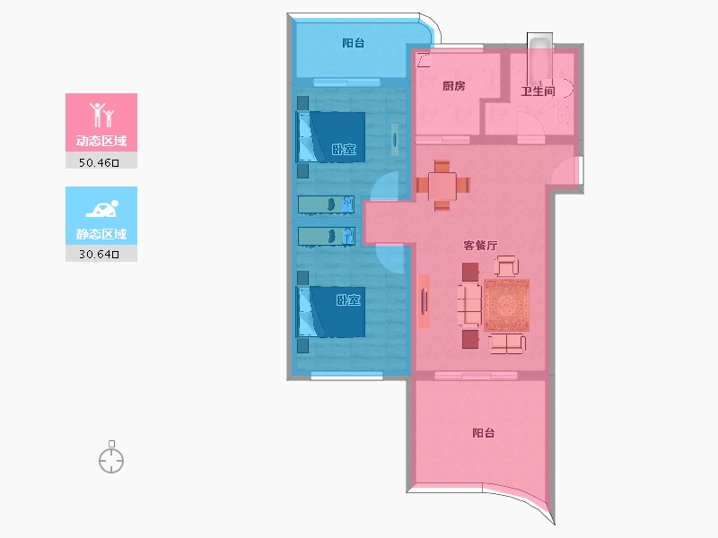 安徽省-黄山市-绿地太平湖-71.90-户型库-动静分区