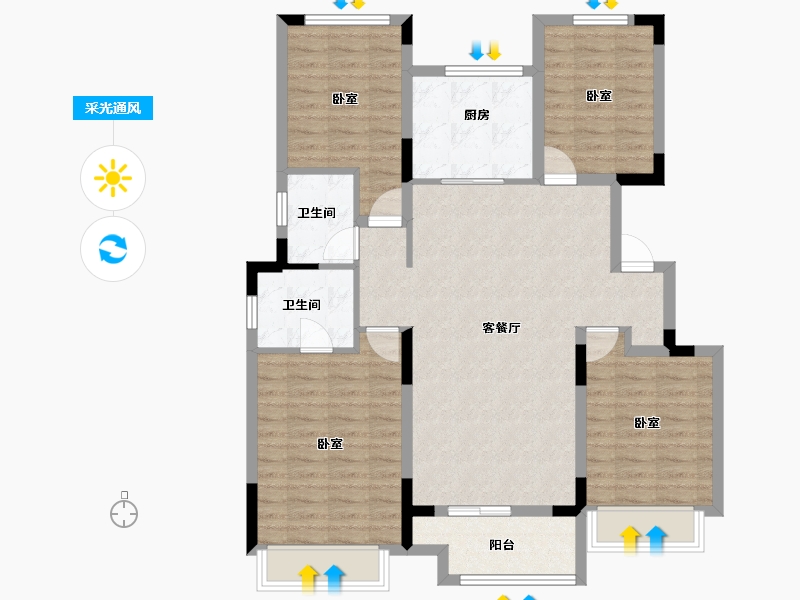 浙江省-宁波市-金地·风华大境-102.00-户型库-采光通风