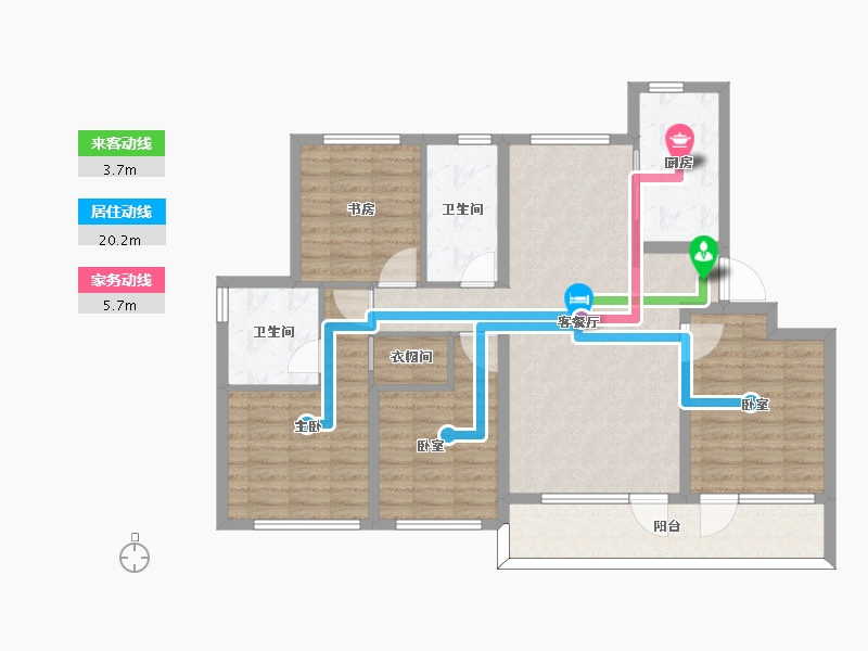 山东省-青岛市-融创影都壹號Ⅱ-105.37-户型库-动静线