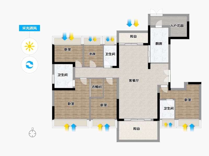 广东省-韶关市-始兴碧桂园-152.66-户型库-采光通风